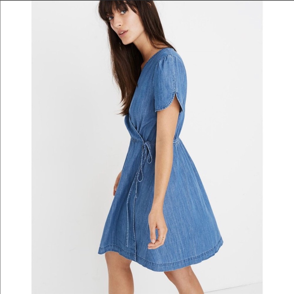 MADEWELL Denim Wrap Dress in Nevin Wash- NWT